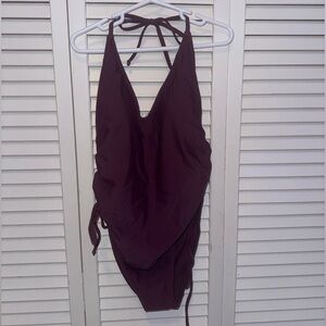 S Hollister burgandy one-piece bathing suit